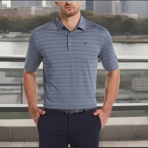 Callaway Men’s Size M Horizontal Stripe Golf Polo Shirt. Multicolor
